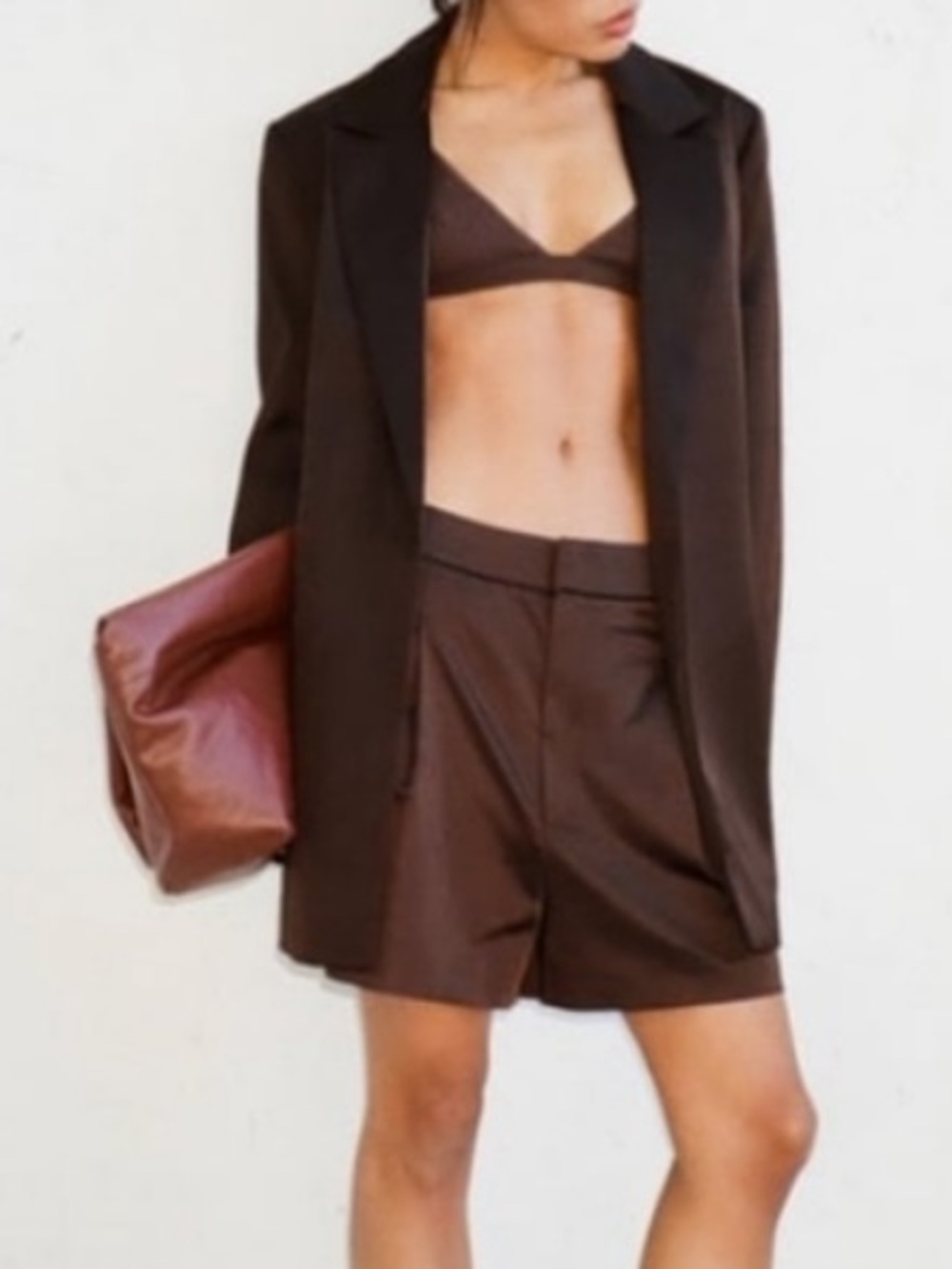 Zara Satin Brown High-Waist Shorts XS